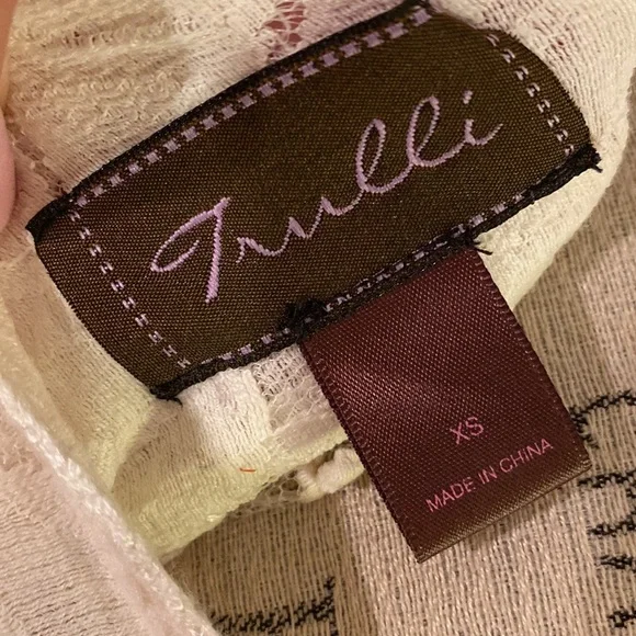 Trulli Ivory white sheer lace floral dress shortsleeve size XS​ - Picture 7 of 8